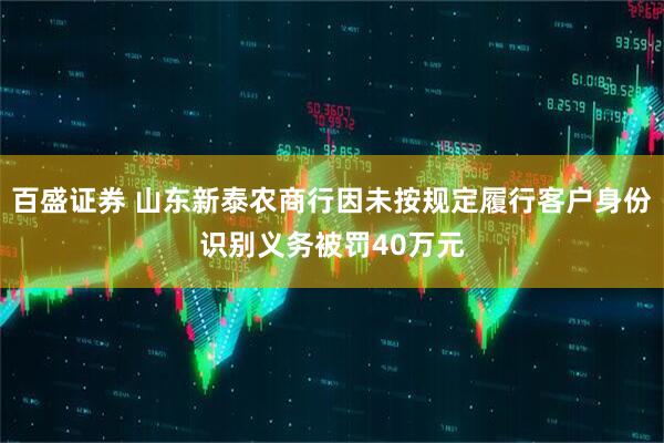 百盛证券 山东新泰农商行因未按规定履行客户身份识别义务被罚40万元