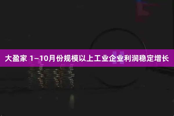 大盈家 1—10月份规模以上工业企业利润稳定增长