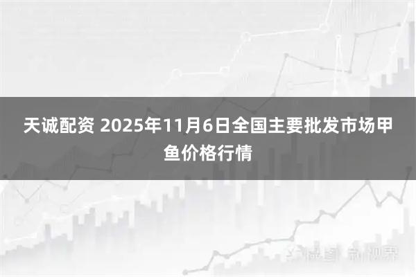 天诚配资 2025年11月6日全国主要批发市场甲鱼价格行情